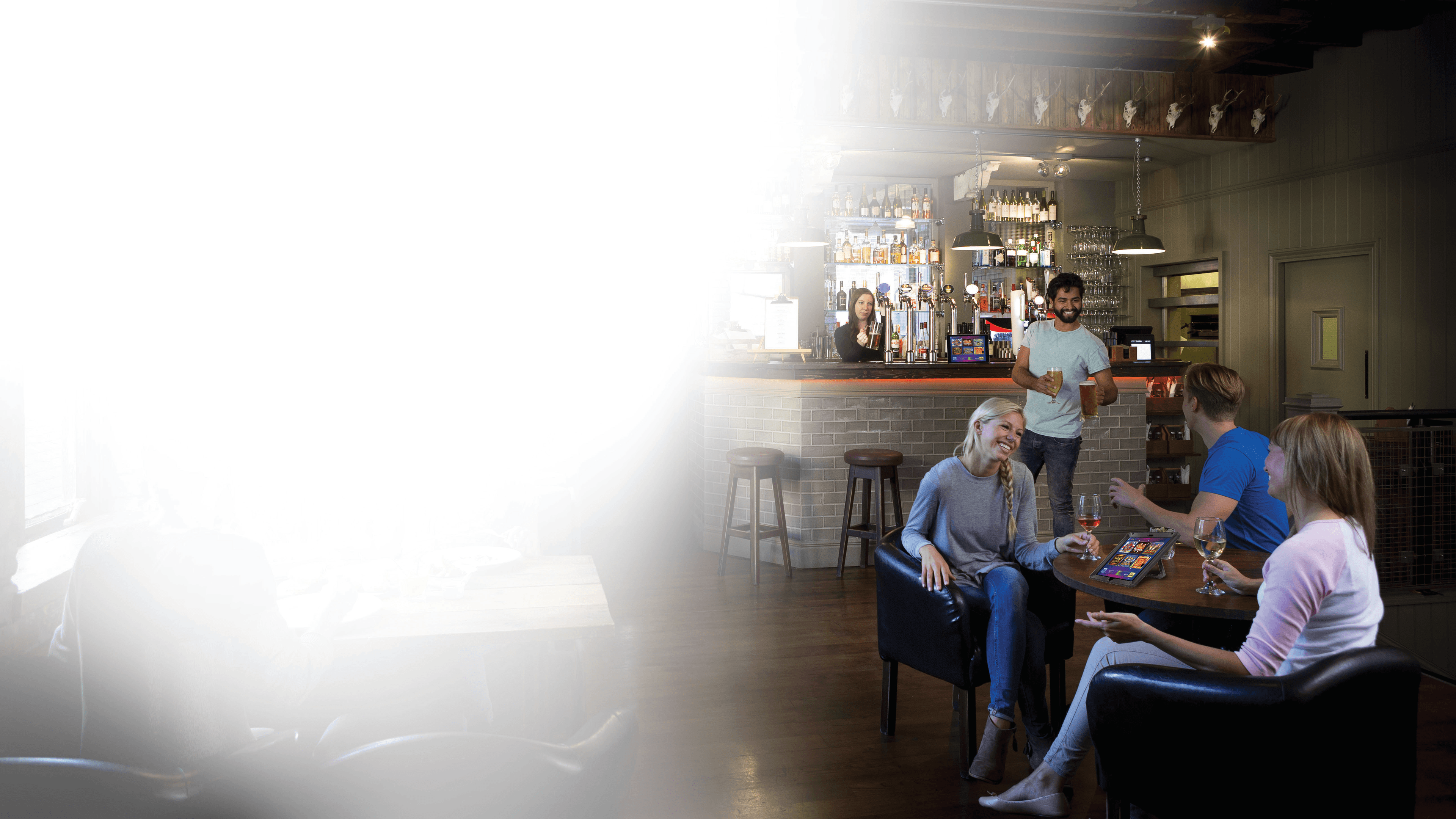 Venue scene showing electronic pull-tab engagement