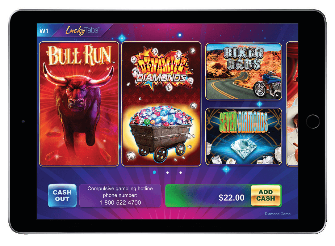 Diamond Game electronic pull-tab tablet interface